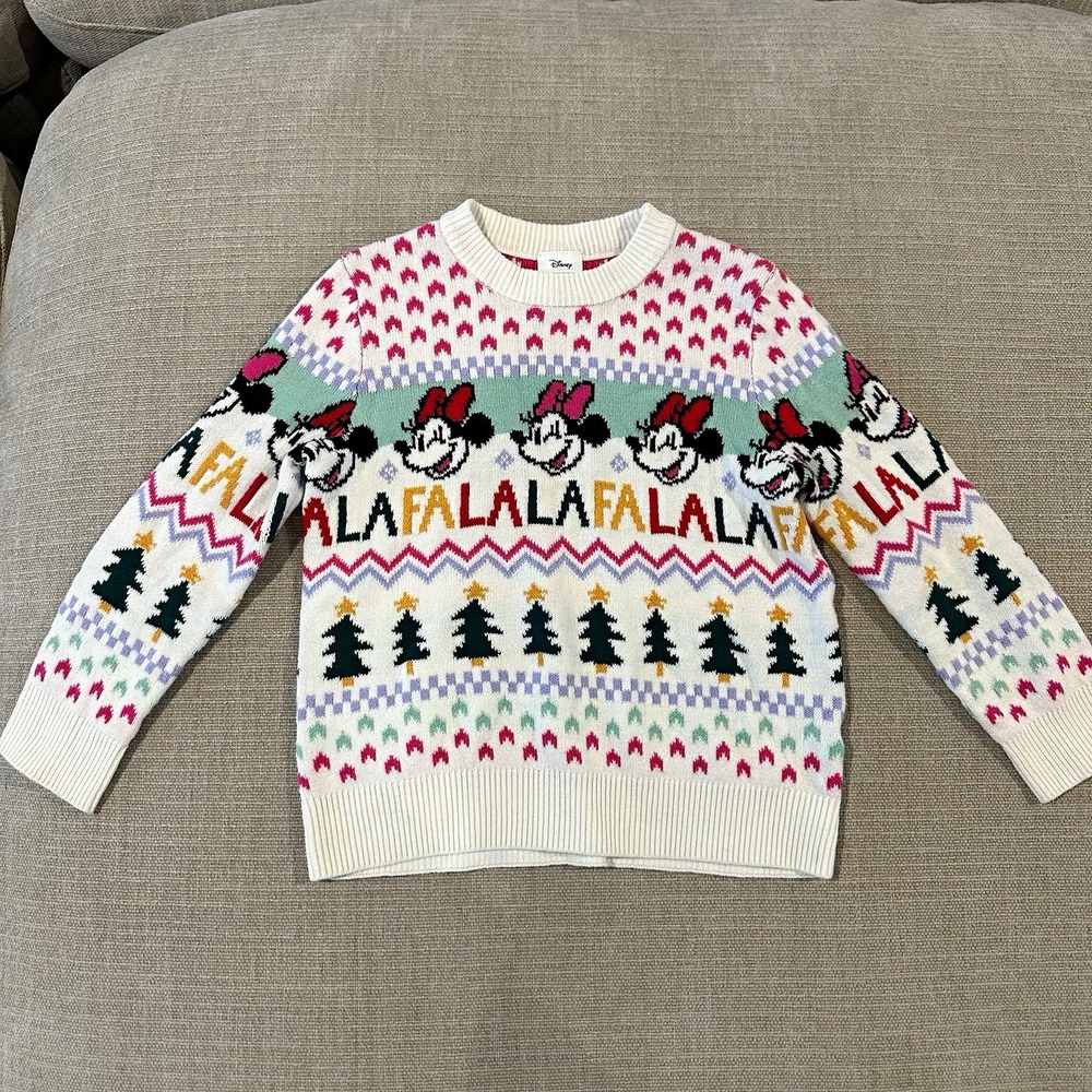 Disney Jumping Beans Girls 5T Minnie Mouse Christmas Fair Isle Sweater UE33S102